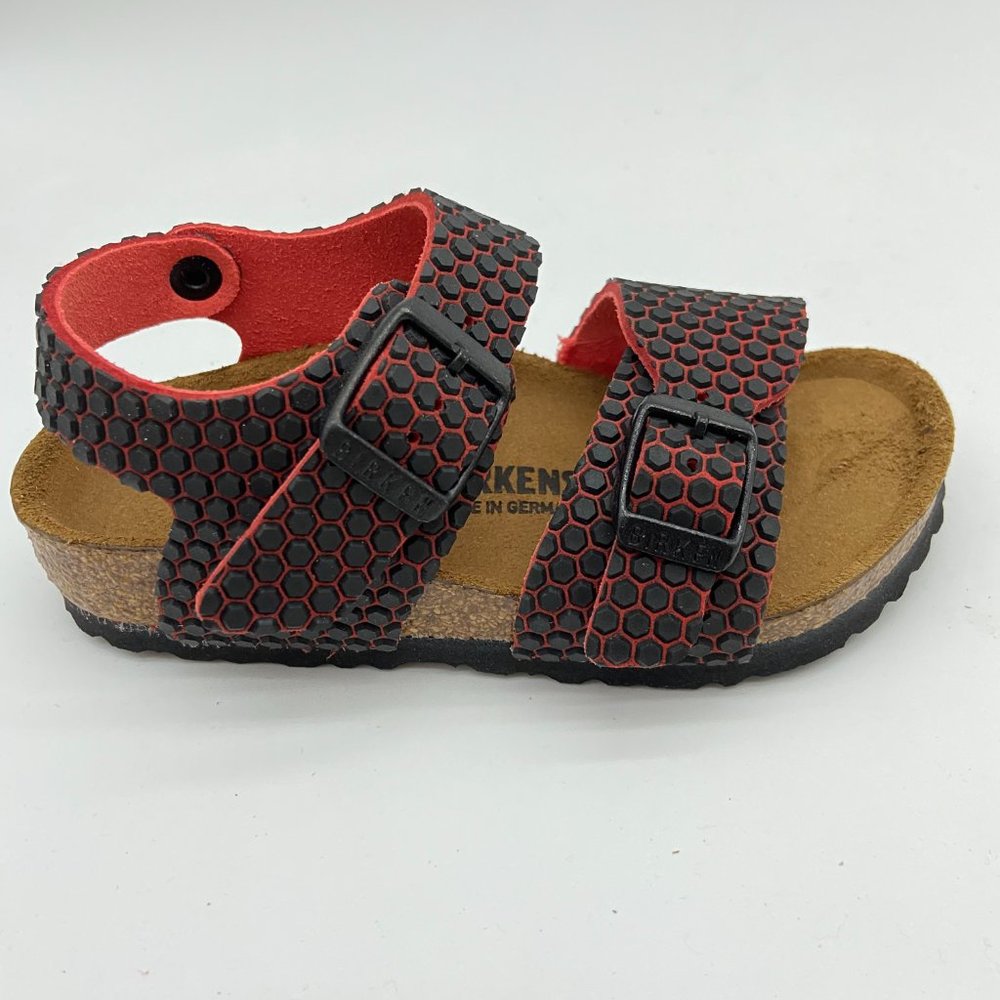 Birkenstock New York Kids BS Octopus Red Black Strappy Sandals Narrow Fit